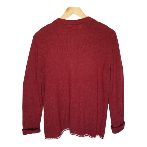 The Most Beautiful Vintage Christmas Sweater Cardigan Silk Blend Size Small - Picture 2 of 6